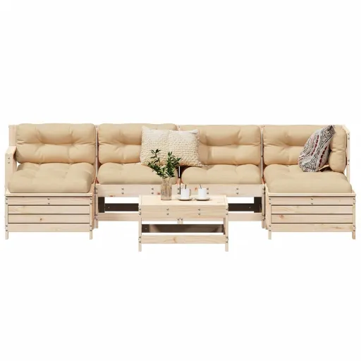 Conjunto de Sofás para Jardim Madeira de Pinho Maciça (7 pcs)
