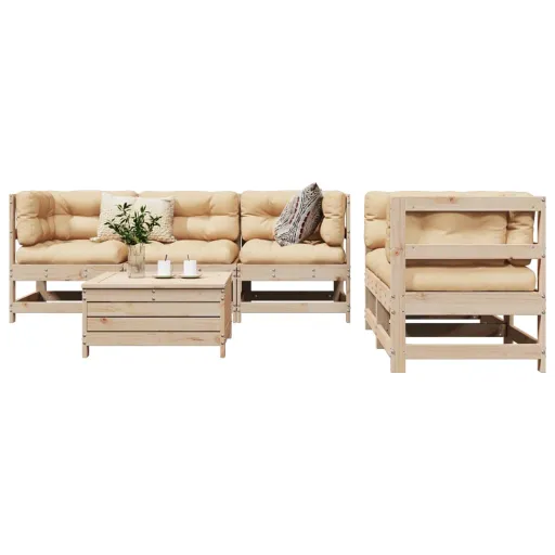 Conjunto Sofás de Jardim Madeira de Pinho Maciça (6 pcs)