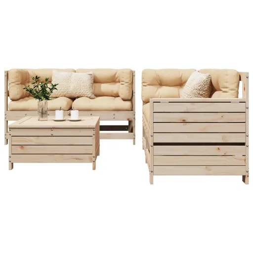 Conjunto de Sofás para Jardim Madeira de Pinho Maciça (5 pcs)