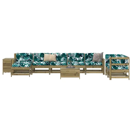 Conjunto de Sofás de Jardim Madeira de Pinho Impregnada (10 pcs)