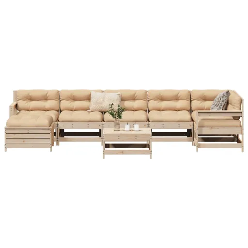 Conjunto Sofás de Jardim Pinho Maciço (8 pcs)
