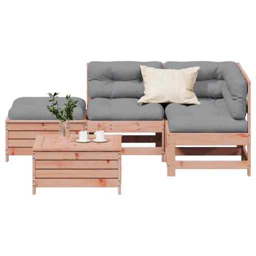 Conj. Lounge Jardim com Almofadões Madeira Douglas Maciça (5 pcs)