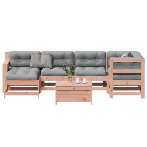 Conj. Lounge Jardim com Almofadões Madeira Douglas Maciça (7 pcs)