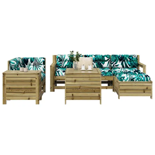 Conjunto Sofás Jardim Madeira de Pinho Impregnada (7 pcs)