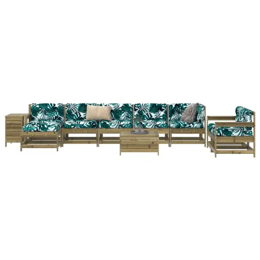 Conjunto Sofás de Jardim Madeira de Pinho Impregnada (10 pcs)