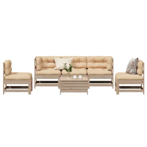 Conjunto Lounge de Jardim c/ Almofadões Pinho Maciço (6 pcs)