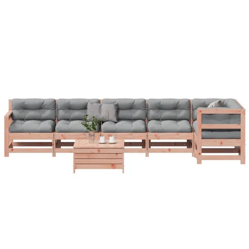 Conj. Lounge Jardim com Almofadões Madeira Douglas Maciça (7 pcs)