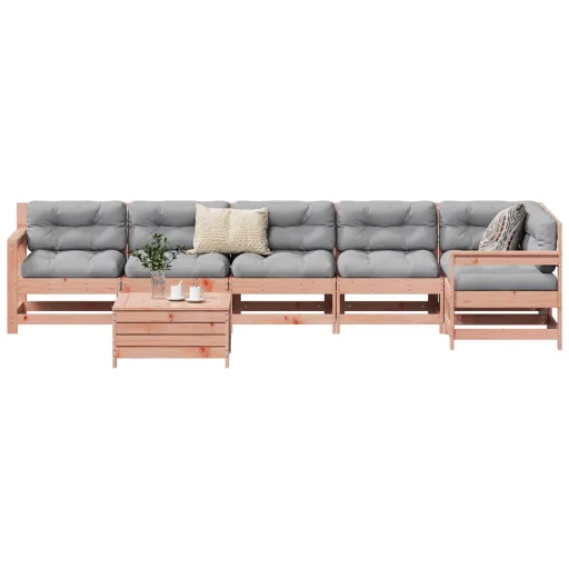 Conjunto Sofás Jardim Madeira Abeto-de-Douglas (7 pcs)