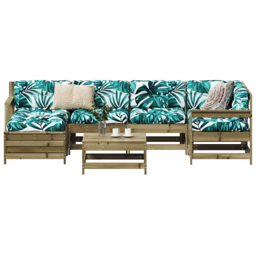 Conjunto Sofás Jardim Madeira de Pinho Impregnada (7 pcs)