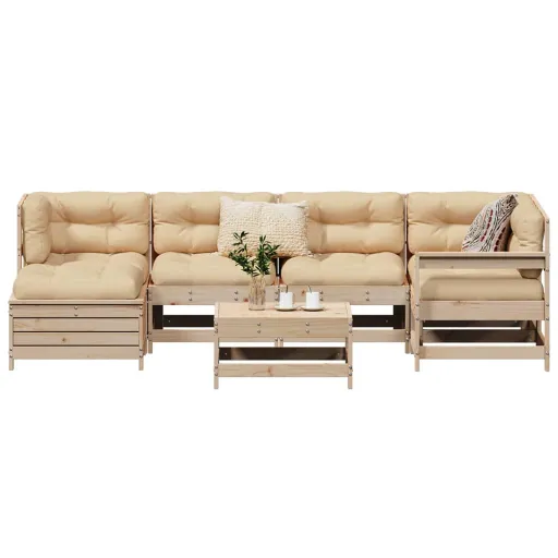 Conjunto de Sofás para Jardim Madeira de Pinho Maciça (7 pcs)