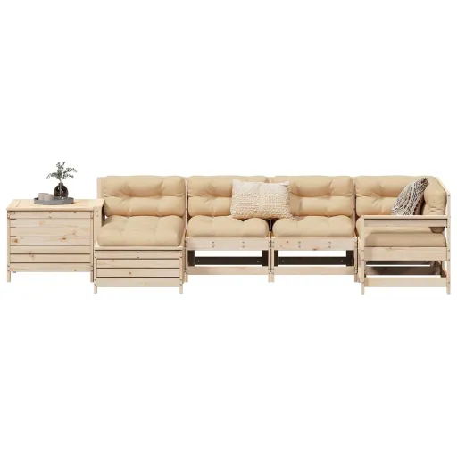 Conjunto de Sofás para Jardim Madeira de Pinho Maciça (7 pcs)