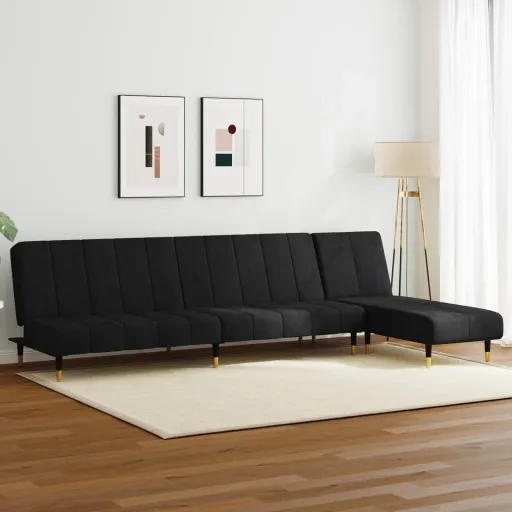 Conjunto de Sofás Veludo Preto (2 pcs)