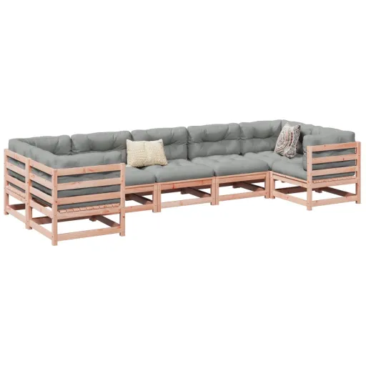 Conjunto Sofás Jardim Madeira Abeto-de-Douglas (7 pcs)