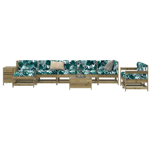 Conjunto Sofás de Jardim Madeira de Pinho Impregnada (10 pcs)