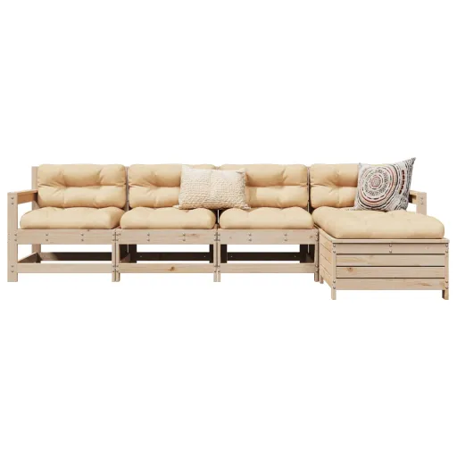 Conjunto de Sofás para Jardim Madeira de Pinho Maciça (5 pcs)