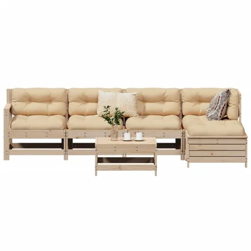 Conjunto Sofás de Jardim Madeira de Pinho Maciça (6 pcs)