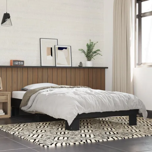 Estrutura de Cama 90x200 cm Derivados de Madeira/Metal Preto