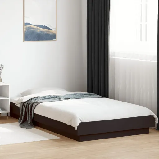 Estrutura de Cama 90x200 cm Derivados de Madeira Preto