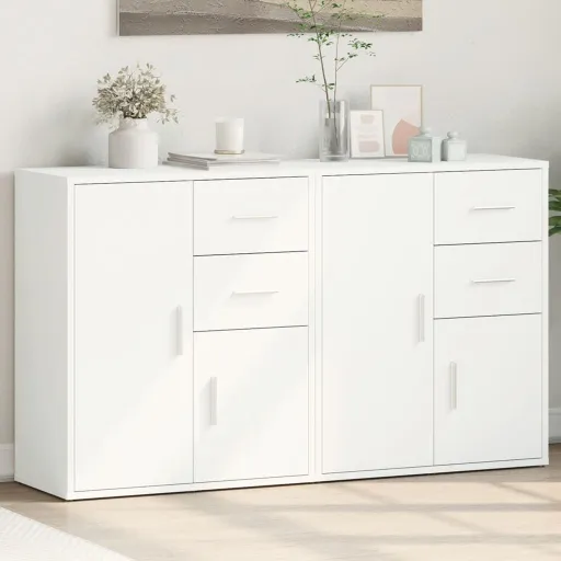 Aparadores   60x31x70 cm Derivados de Madeira Branco (2 pcs)