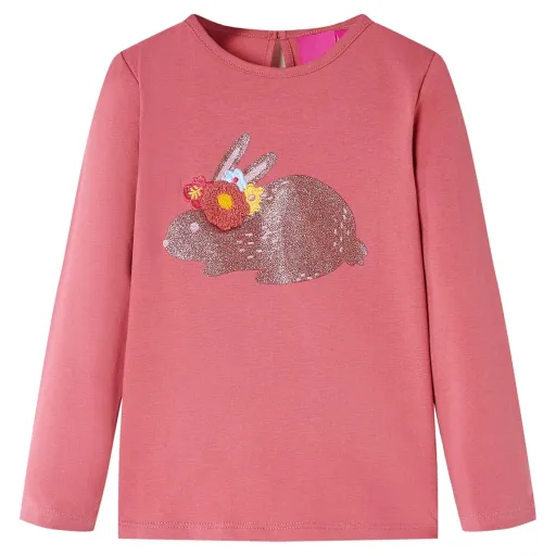 T-Shirt de Manga Comprida para Criança Rosa-Velho 128