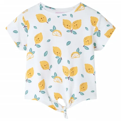 T-Shirt Infantil com Cintura de Atar Cor Cru 128