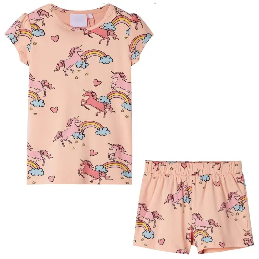 Pijama de Manga Curta para Criança Laranja-Claro 128