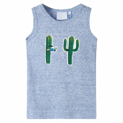 T-Shirt de Manga Cava para Criança Azul-Mesclado 116