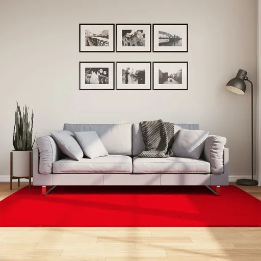 Tapete Pelo Curto Macio e Lavável HUARTE 140x200 cm Vermelho