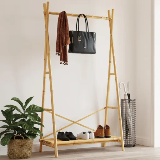 Roupeiro com Prateleiras 102x50x190 cm Bambu