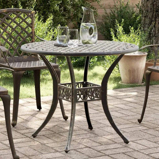 Mesa de Jardim Ø90x75 cm Alumínio Fundido Bronze