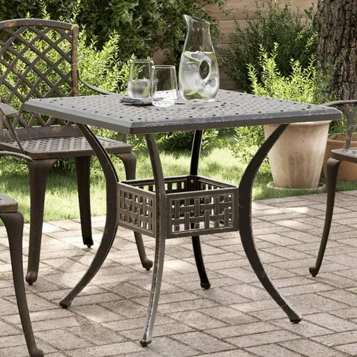 Mesa de Jardim 80x80x75 cm Alumínio Fundido Bronze