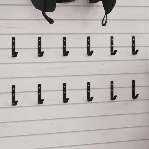 Ganchos de Parede Formato de J   Aço Preto (12 pcs)