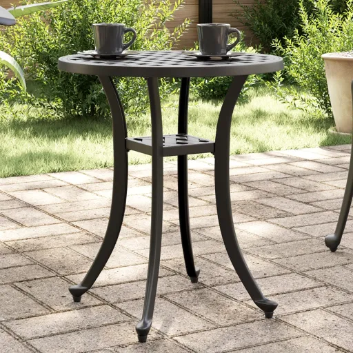 Mesa de Jardim Ø48x53 cm Alumínio Fundido Preto