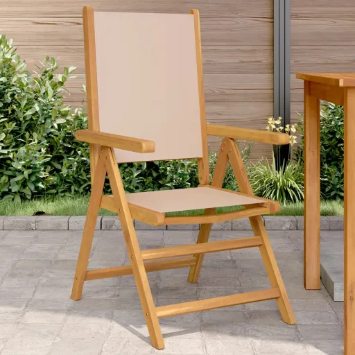 Cadeiras de Jardim   Acácia Maciça/Tecido Cinza-Acastanhado (2 pcs)