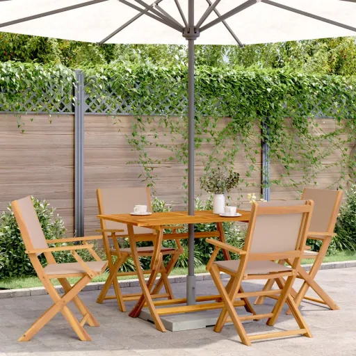 Conjunto Jantar Jardim Tecido/Madeira Cinza-Acastanhado (5 pcs)