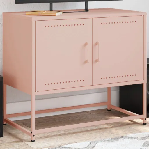 Móvel de TV 68,5x39x60,5 cm Aço Rosa