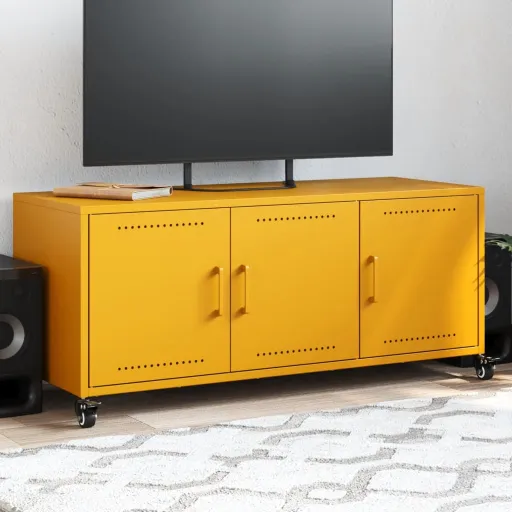 Móvel de TV 100,5x39x43,5 cm Aço Amarelo Mostarda