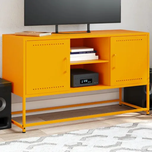 Móvel de TV 100,5x39x60,5 cm Aço Amarelo Mostarda