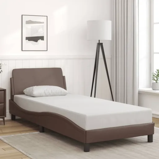 Estrutura de Cama Dover Couro Artificial 80x200 cm Castanho