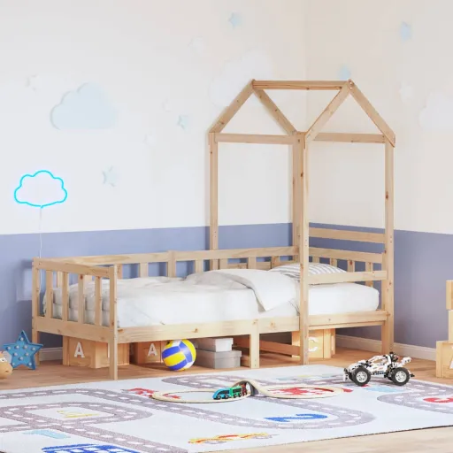 Sofá-Cama com Telhado 80x200 cm Madeira de Pinho Maciça