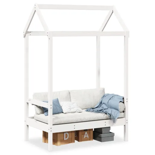 Banco com Telhado 117,5x70x176,5 cm Pinho Maciço Branco
