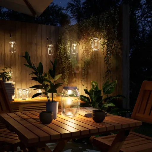 Luz Solar de Vidro para Exterior   Branco Quente (12 pcs)