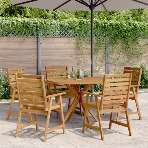 Conjunto de Jantar para Jardim Madeira de Acácia Maciça (6 pcs)