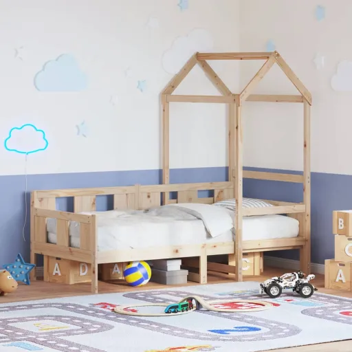 Sofá-Cama com Telhado 80x200 cm Madeira de Pinho Maciça
