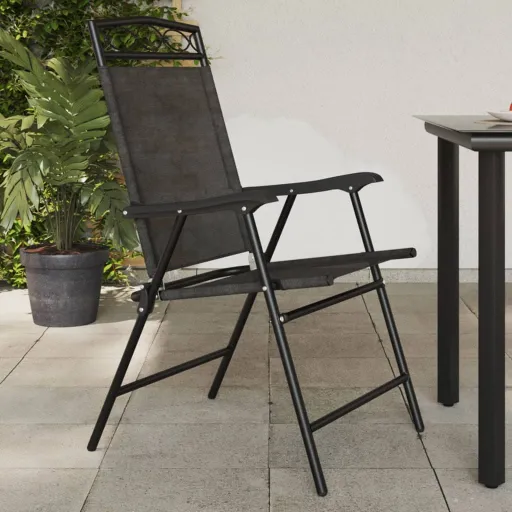 Cadeiras de Jardim Dobráveis   Aço/Textilene Cinza Mesclado (8 pcs)