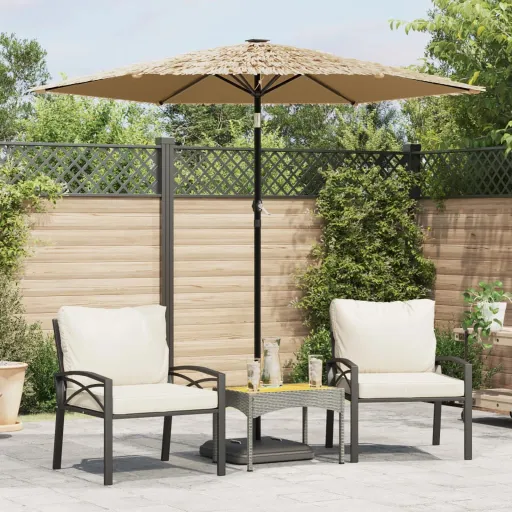 Guarda-Sol de Jardim com Poste de Aço 223x223x213 cm Castanho