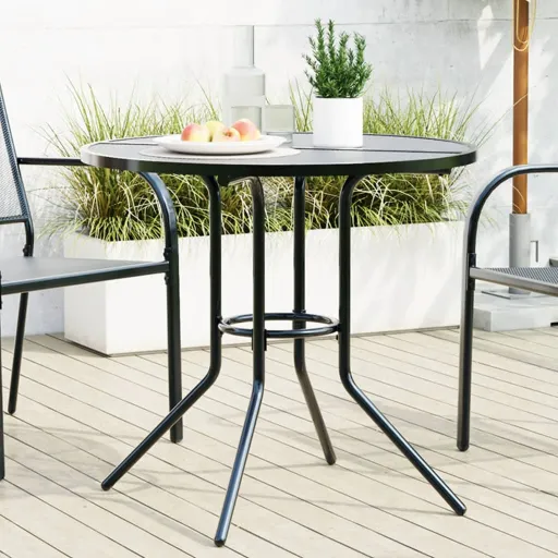 Mesa de Pátio Redonda Ø80x72,5 cm Aço Revestido a pó Antracite