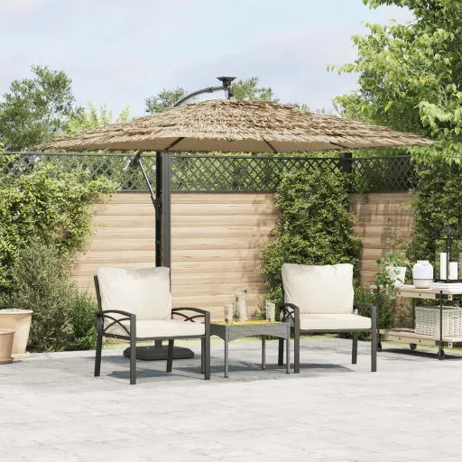 Guarda-Sol de Jardim com Poste de Aço 246x246x230 cm Castanho