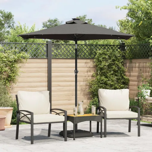 Guarda-Sol de Jardim com Poste de Aço 225x225x212 cm Antracite