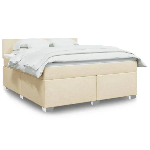 Cama com Molas/Colchão 180x200 cm Tecido Cor Creme